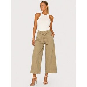 White House Black Market Utility Wide Leg Cropped Pants Khaki Size 4 S NWOT New